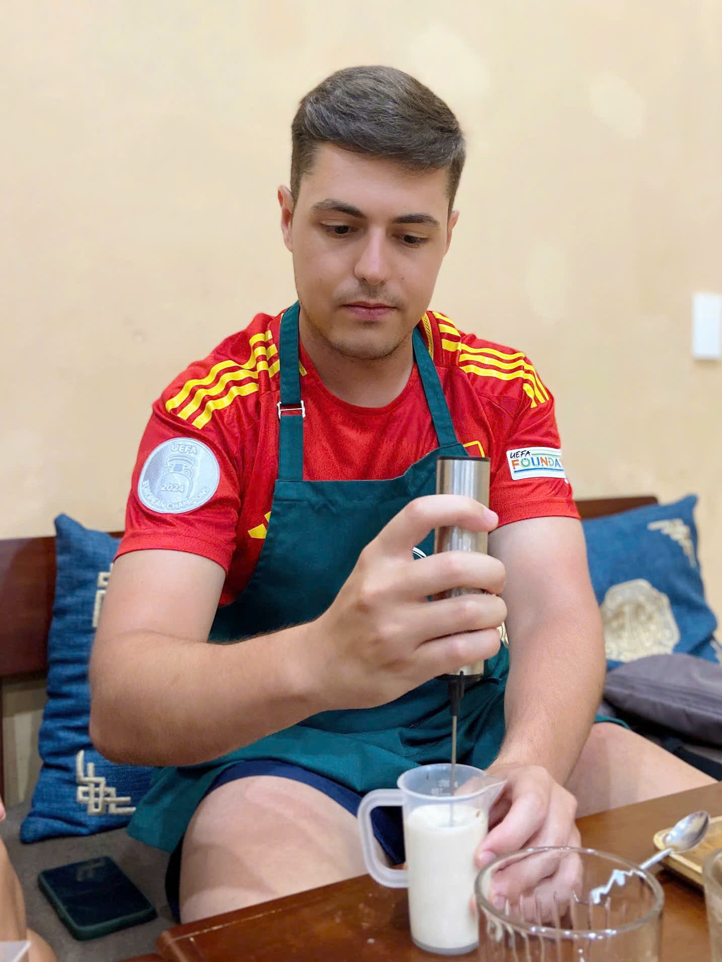 Guest making Vietnamese coffee