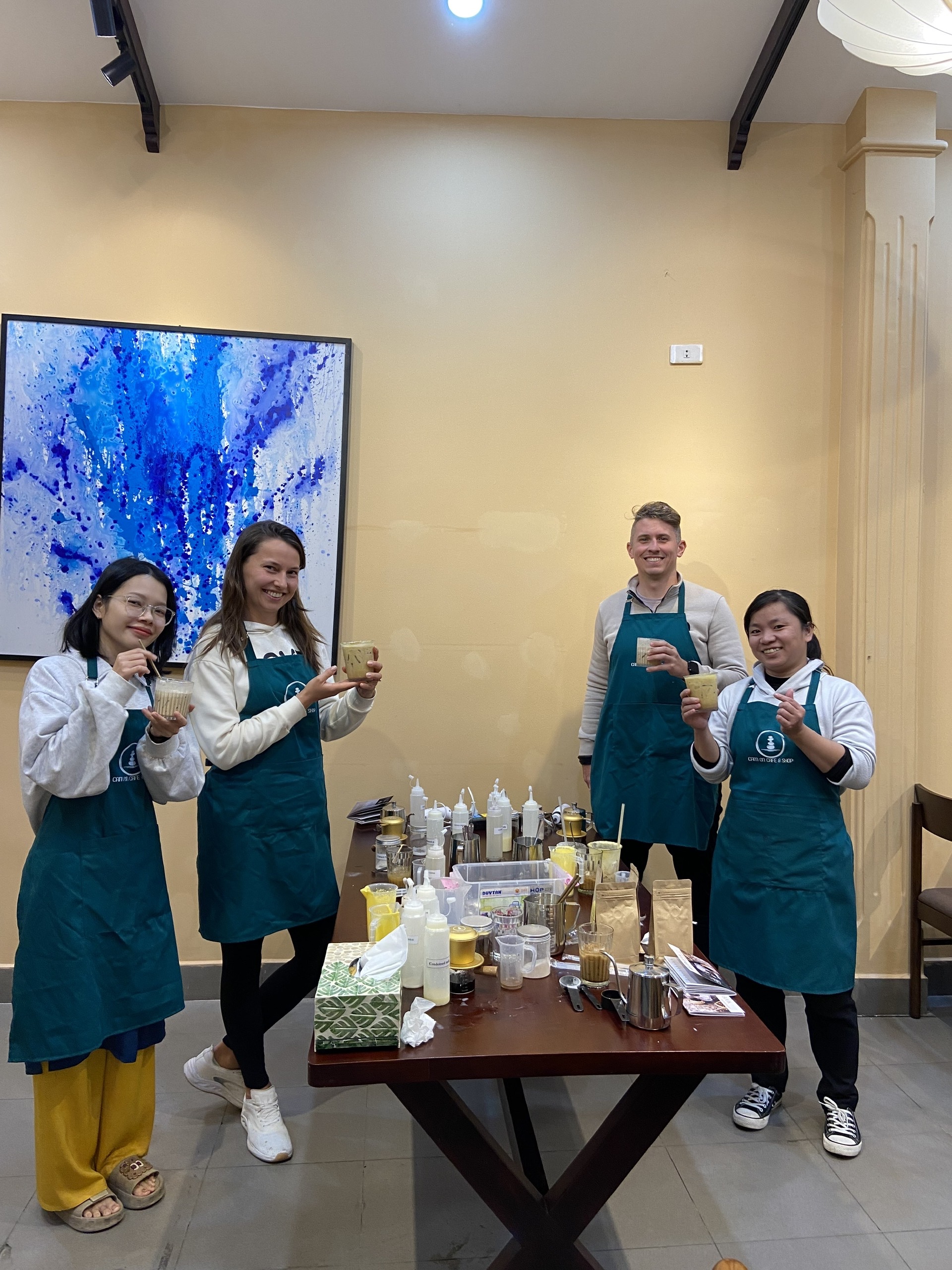 Workshop group with their finished coffees