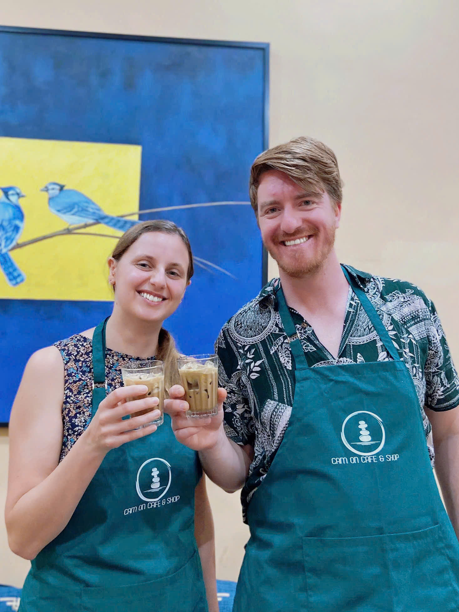 Couple celebrating their coffee workshop